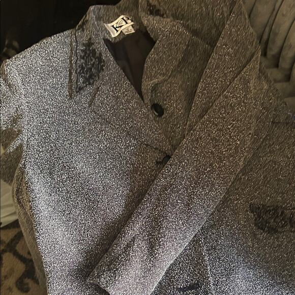 Gorgeous Vintage Charcoal and Black Textured Blazer - Picture 4 of 5